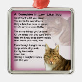 Katzen-Schwiegertochter-Gedicht Silbernes Ornament (Vorne)