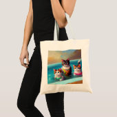 Katzen Schwimmen Tragetasche (Vorderseite (Produkt))