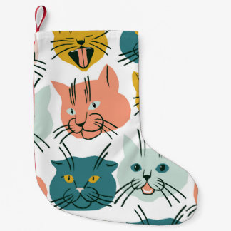Katzen sehen sich einem sonnigen Vintagen Muster g Kleiner Weihnachtsstrumpf
