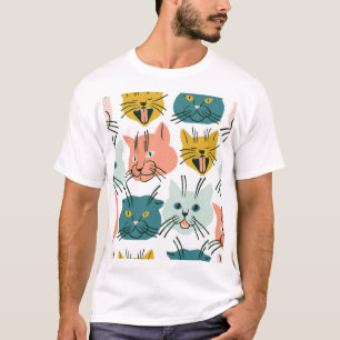 Katzen sehen sich einem sonnigen Vintagen Muster g T-Shirt
