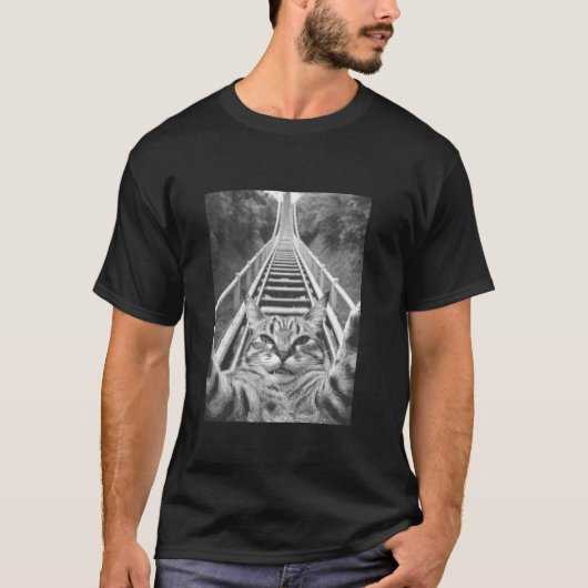 Katzen-Selfie auf Achterbahn T-Shirt (Vorderseite)