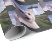 Katzen-Selfie mit Alien-UFO Geschenkpapier (Rolleneckpunkt)