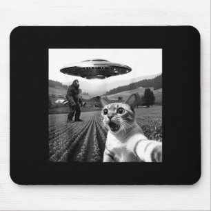Katzen-Selfie mit Alien-Ufo Lustige Katze Alien Bi Mousepad