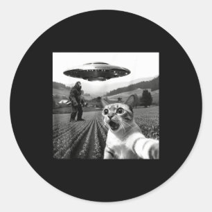 Katzen-Selfie mit Alien-Ufo Lustige Katze Alien Bi Runder Aufkleber
