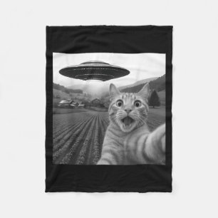 Katzen-Selfie mit Alien-Ufo Lustige Katze für Männ Fleecedecke