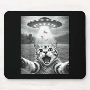 Katzen-Selfie mit Alien-UFO Lustige Katze für Männ Mousepad