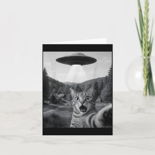 Katzen-Selfie mit Alien-Ufo Lustige Katze Lustige Karte