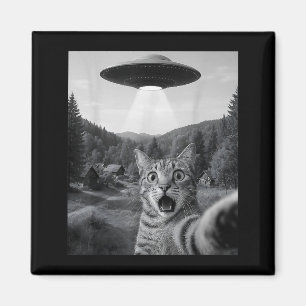 Katzen-Selfie mit Alien-Ufo Lustige Katze Lustige  Magnet