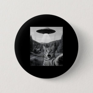 Katzen-Selfie mit Alien-Ufo Lustige Katze Lustiger Button