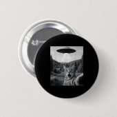 Katzen-Selfie mit Alien-Ufo Lustige Katze Lustiger Button (Vorne & Hinten)