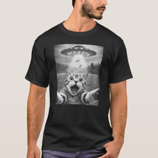 Katzen-Selfie mit Alien-UFO Lustige Katzen-Aliens T-Shirt
