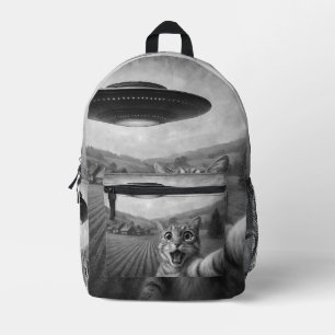 Katzen-Selfie mit Alien-UFO Lustige Katzen-Geschen Bedruckter Rucksack