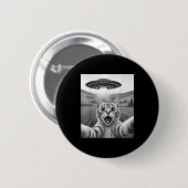 Katzen-Selfie mit Alien-Ufo Lustige Katzen-Geschen Button (Vorne & Hinten)