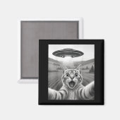 Katzen-Selfie mit Alien-Ufo Lustige Katzen-Geschen Magnet (Vorderseite/Rückseite)