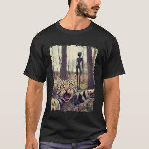Katzen-Selfie mit Alien-UFO Lustige Katzen-Geschen T-Shirt