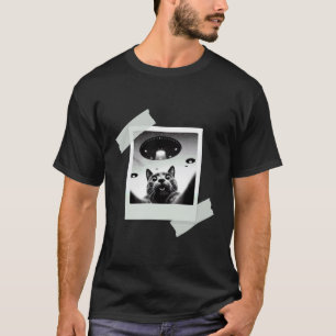 Katzen-Selfie mit Alien-UFO Lustige Katzen-Geschen T-Shirt