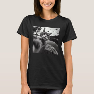 Katzen-Selfie mit außerirdischem UFO Vintage-Katze T-Shirt