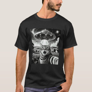 Katzen-Selfie mit Außerirdischen UFO Lustige Katze T-Shirt