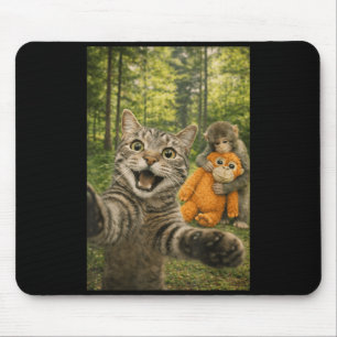 Katzen-Selfie mit Baby-Affen Lustiges Foto Tier Mousepad