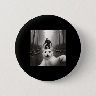 Katzen-Selfie mit Bigfoot Lustige Katzen-Geschenke Button