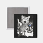 Katzen-Selfie mit Chupacabra lustiges Kryptid-Meme Magnet (Vorderseite/Rückseite)