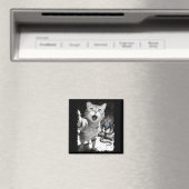 Katzen-Selfie mit Chupacabra lustiges Kryptid-Meme Magnet (In Situ (Geschirrspüler))