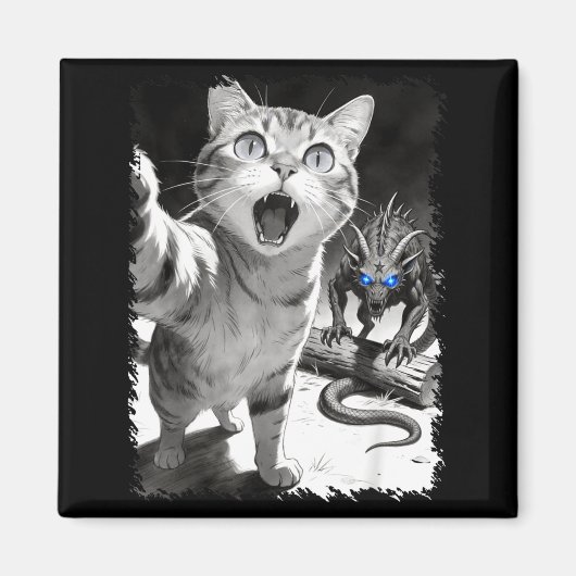 Katzen-Selfie mit Chupacabra lustiges Kryptid-Meme Magnet (Vorne)