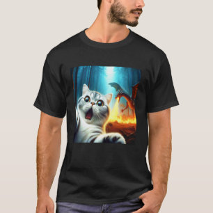 Katzen-Selfie mit Drachen überraschte Exotic Short T-Shirt