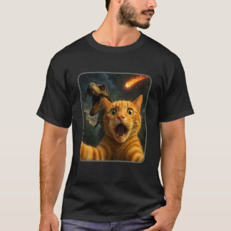 Katzen-Selfie mit einem T-Rex Lustiges Dinosaurier T-Shirt