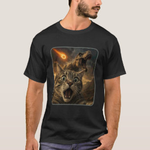 Katzen-Selfie mit einem T-Rex Lustiges Dinosaurier T-Shirt
