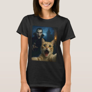 Katzen-Selfie mit einem Vampir Lustige Katze T-Shirt
