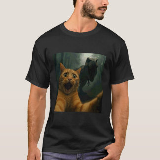 Katzen-Selfie mit T-Rex Dinosaurier Comedy-Tier T-Shirt