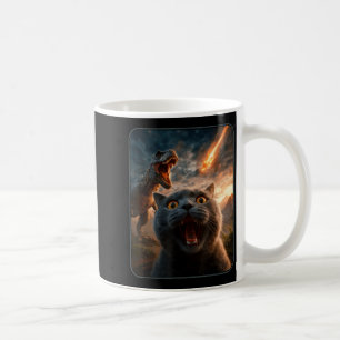 Katzen-Selfie mit T-Rex-Dinosaurier Lustiges Katze Kaffeetasse