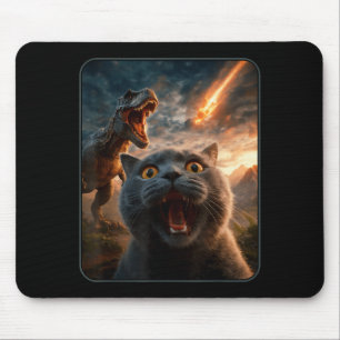 Katzen-Selfie mit T-Rex-Dinosaurier Lustiges Katze Mousepad
