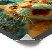 Katzen-Selfie mit T-Rex-Dinosaurier Trex Dino Männ Poster (Ecke)