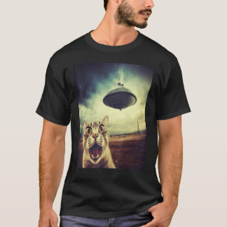 Katzen-Selfie mit UFOs Außerirdischer Alien UFO Au T-Shirt