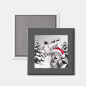 Katzen-Selfie mit Weihnachtsmann  Magnet (Vorderseite/Rückseite)