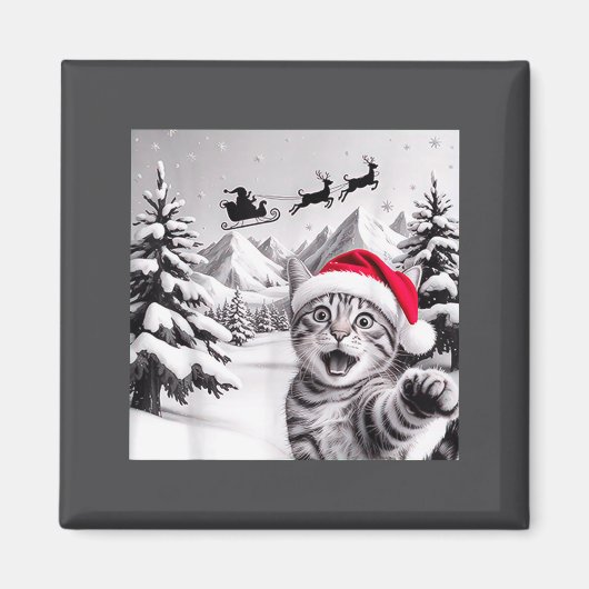 Katzen-Selfie mit Weihnachtsmann  Magnet (Vorne)