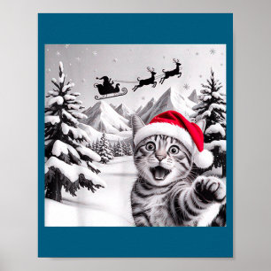 Katzen-Selfie mit Weihnachtsmann Poster
