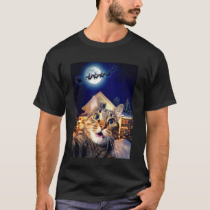Katzen-Selfie mit Weihnachtsmann, Rentier und Schl T-Shirt