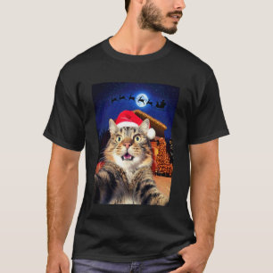 Katzen-Selfie mit Weihnachtsmann, Rentieren und Sc T-Shirt