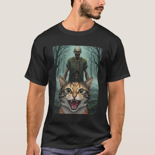 Katzen-Selfie mit Zombie T-Shirt (Vorderseite)