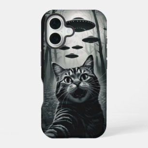 Katzen-Selfie-UFO-Entführung: Feline Alien-Begegnu iPhone 16 Hülle