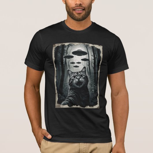 Katzen-Selfie-UFO-Entführung: Feline Alien-Begegnu T-Shirt (Vorderseite)