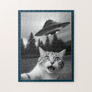 Katzen-Selfie-UFO-Puzzle Lustig Puzzle