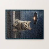 Katzen-Selfie-UFO-Puzzle Lustiger Außerirdischer Puzzle (Horizontal)