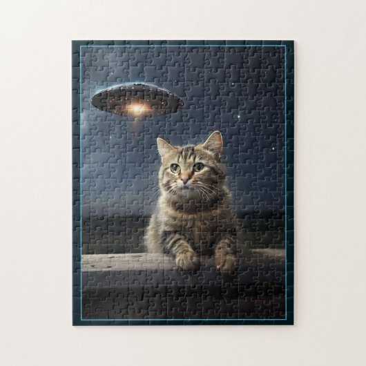 Katzen-Selfie-UFO-Puzzle Lustiger Außerirdischer Puzzle (Vertikal)