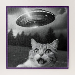 Katzen-Selfie-UFO-Puzzle Whimsical Puzzle