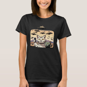 Katzen Selfie UFO Raumschiffe Kätzchen Katzen Haus T-Shirt