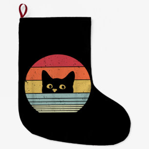 Katzen-Shirt. Retro-Stil Großer Weihnachtsstrumpf